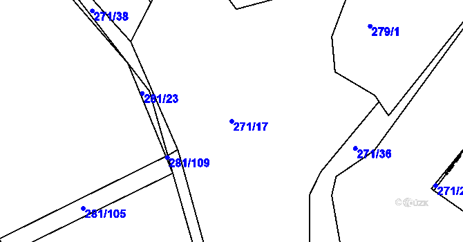 Parcela st. 271/17 v KÚ Nedvězí u Říčan, Katastrální mapa