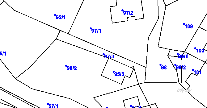 Parcela st. 97/3 v KÚ Nedvězí u Říčan, Katastrální mapa