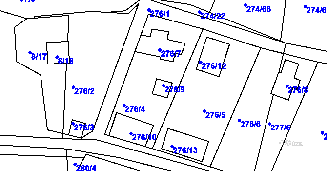 Parcela st. 276/9 v KÚ Nedvězí u Říčan, Katastrální mapa
