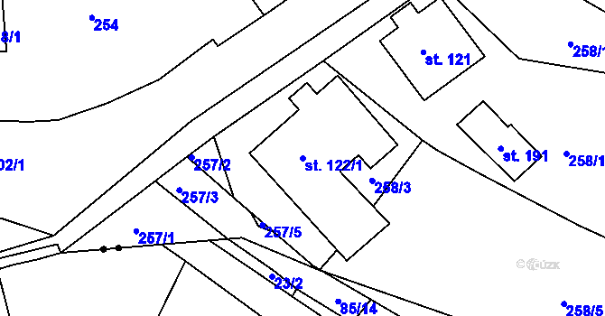 Parcela st. 122/1 v KÚ Nedvězí u Poličky, Katastrální mapa