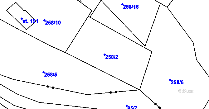 Parcela st. 258/2 v KÚ Nedvězí u Poličky, Katastrální mapa