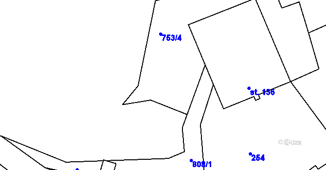 Parcela st. 753/2 v KÚ Nedvězí u Poličky, Katastrální mapa
