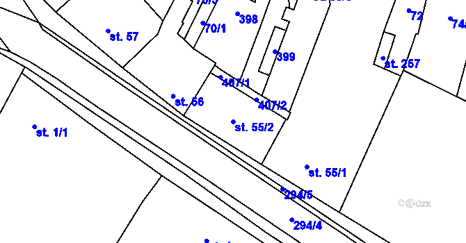 Parcela st. 55/2 v KÚ Nedvězí u Olomouce, Katastrální mapa
