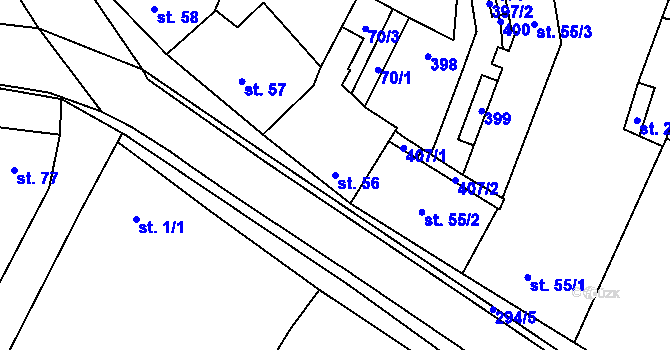 Parcela st. 56 v KÚ Nedvězí u Olomouce, Katastrální mapa