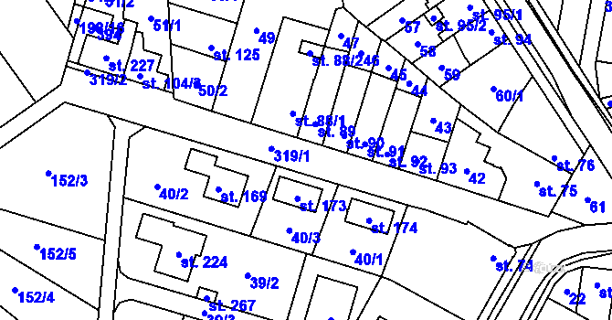 Parcela st. 319 v KÚ Nedvězí u Olomouce, Katastrální mapa