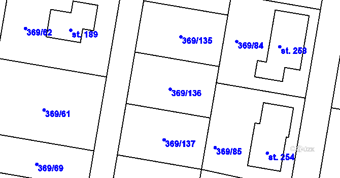 Parcela st. 369/136 v KÚ Nedvězí u Olomouce, Katastrální mapa
