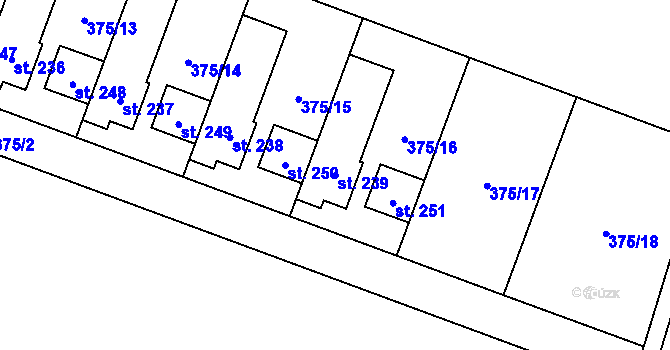 Parcela st. 239 v KÚ Nedvězí u Olomouce, Katastrální mapa