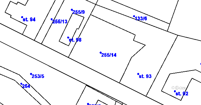 Parcela st. 255/14 v KÚ Nedvězí u Zábřeha, Katastrální mapa