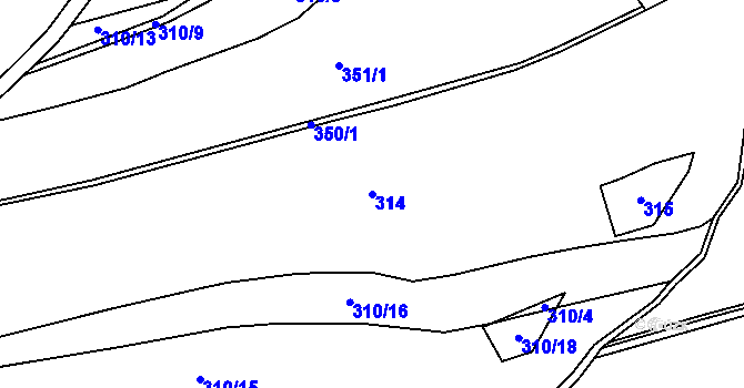 Parcela st. 314 v KÚ Nedvězí u Zábřeha, Katastrální mapa