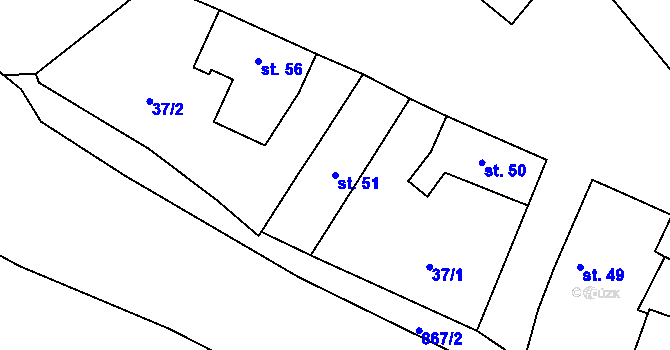 Parcela st. 51 v KÚ Nehasice, Katastrální mapa