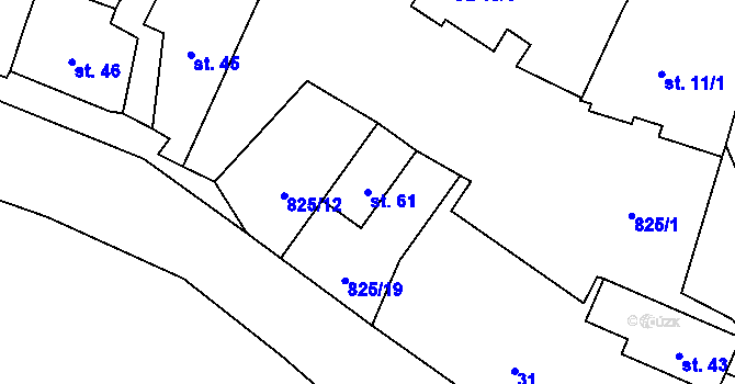 Parcela st. 61 v KÚ Nehasice, Katastrální mapa