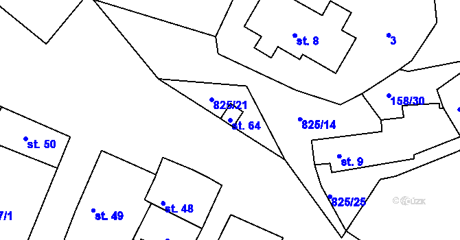 Parcela st. 64 v KÚ Nehasice, Katastrální mapa