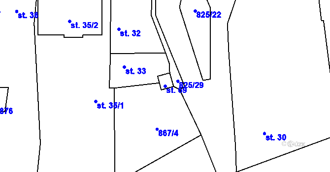 Parcela st. 69 v KÚ Nehasice, Katastrální mapa