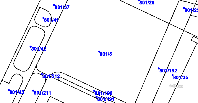 Parcela st. 801/5 v KÚ Nehasice, Katastrální mapa