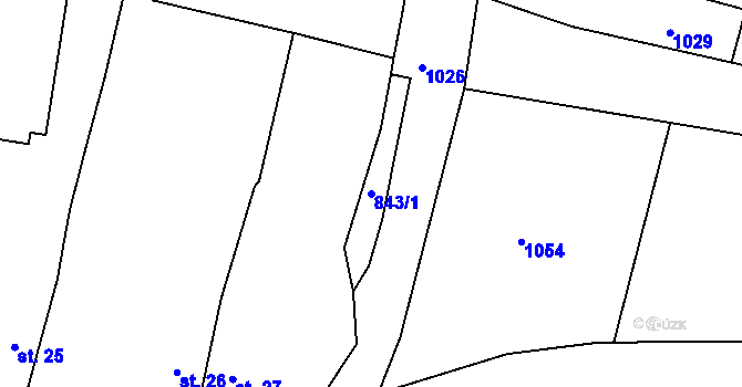 Parcela st. 843/1 v KÚ Nehasice, Katastrální mapa