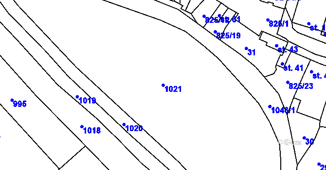 Parcela st. 1021 v KÚ Nehasice, Katastrální mapa