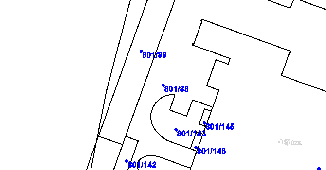 Parcela st. 801/88 v KÚ Nehasice, Katastrální mapa