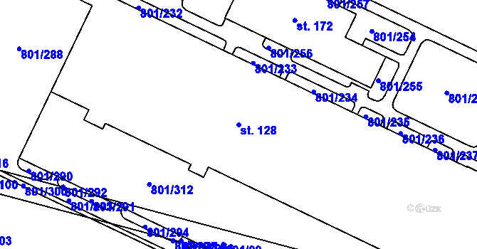 Parcela st. 128 v KÚ Nehasice, Katastrální mapa