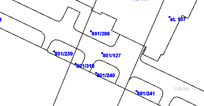Parcela st. 801/127 v KÚ Nehasice, Katastrální mapa