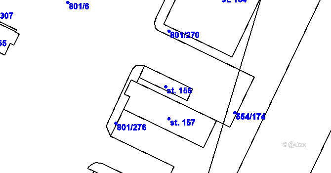 Parcela st. 156 v KÚ Nehasice, Katastrální mapa