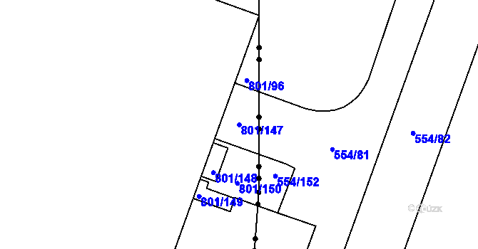 Parcela st. 801/147 v KÚ Nehasice, Katastrální mapa
