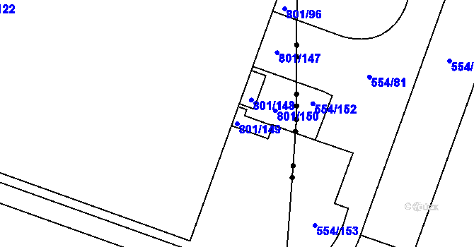 Parcela st. 801/149 v KÚ Nehasice, Katastrální mapa