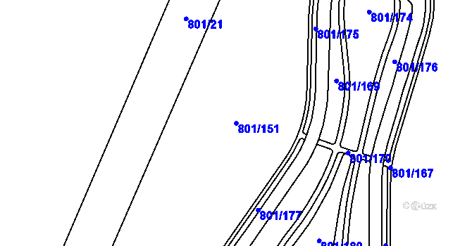 Parcela st. 801/151 v KÚ Nehasice, Katastrální mapa