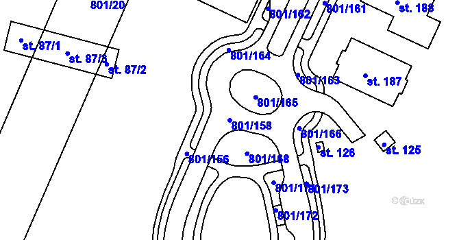 Parcela st. 801/158 v KÚ Nehasice, Katastrální mapa