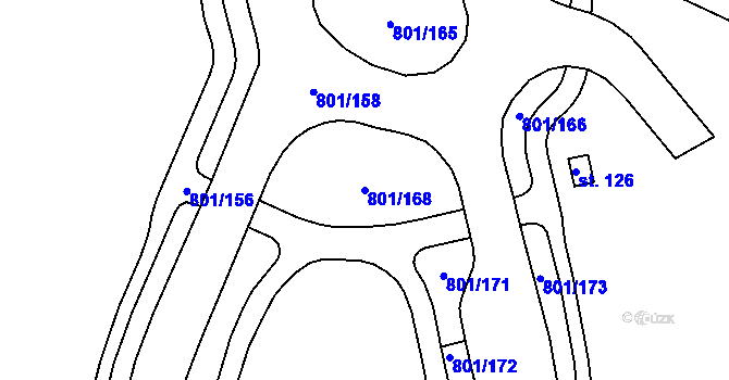 Parcela st. 801/168 v KÚ Nehasice, Katastrální mapa