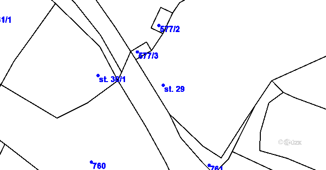 Parcela st. 29 v KÚ Tatinná, Katastrální mapa