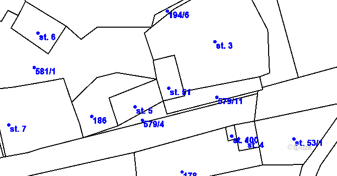 Parcela st. 51 v KÚ Tatinná, Katastrální mapa