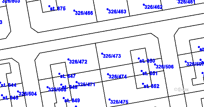 Parcela st. 326/473 v KÚ Nehvizdy, Katastrální mapa