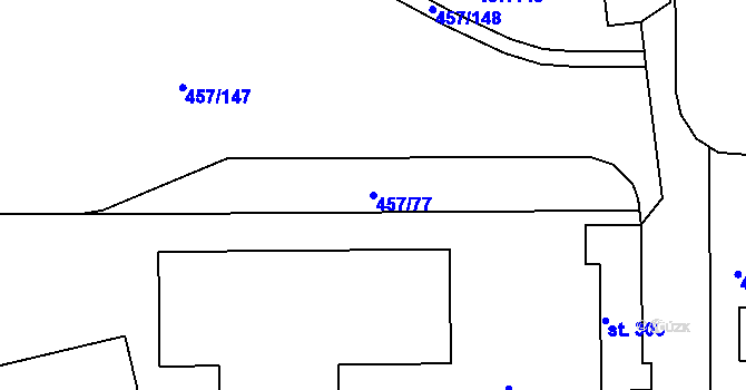 Parcela st. 457/77 v KÚ Nehvizdy, Katastrální mapa