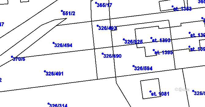 Parcela st. 326/490 v KÚ Nehvizdy, Katastrální mapa