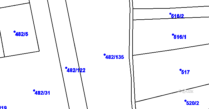 Parcela st. 482/135 v KÚ Nehvizdy, Katastrální mapa