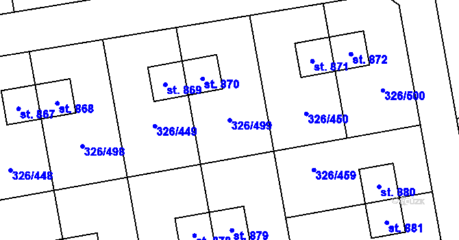 Parcela st. 326/499 v KÚ Nehvizdy, Katastrální mapa