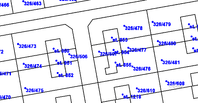 Parcela st. 326/507 v KÚ Nehvizdy, Katastrální mapa