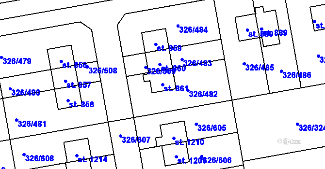 Parcela st. 861 v KÚ Nehvizdy, Katastrální mapa