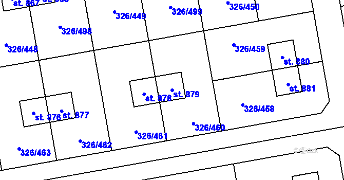 Parcela st. 879 v KÚ Nehvizdy, Katastrální mapa