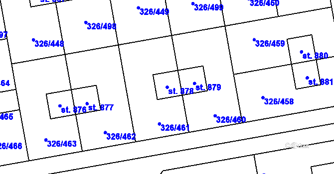 Parcela st. 878 v KÚ Nehvizdy, Katastrální mapa