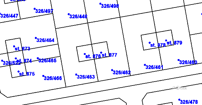 Parcela st. 877 v KÚ Nehvizdy, Katastrální mapa