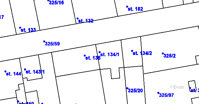 Parcela st. 134/1 v KÚ Nehvizdy, Katastrální mapa