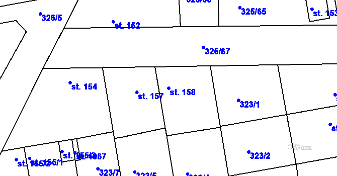 Parcela st. 158 v KÚ Nehvizdy, Katastrální mapa