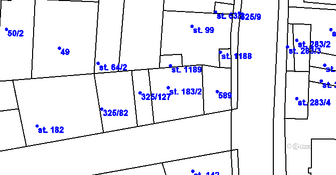 Parcela st. 183/2 v KÚ Nehvizdy, Katastrální mapa