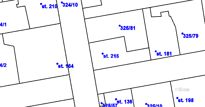 Parcela st. 215 v KÚ Nehvizdy, Katastrální mapa