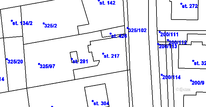Parcela st. 217 v KÚ Nehvizdy, Katastrální mapa