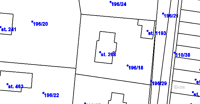 Parcela st. 268 v KÚ Nehvizdy, Katastrální mapa