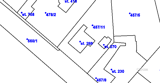Parcela st. 269 v KÚ Nehvizdy, Katastrální mapa