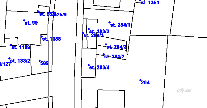 Parcela st. 284/2 v KÚ Nehvizdy, Katastrální mapa