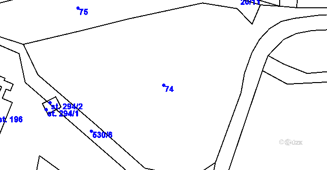Parcela st. 74 v KÚ Nehvizdy, Katastrální mapa